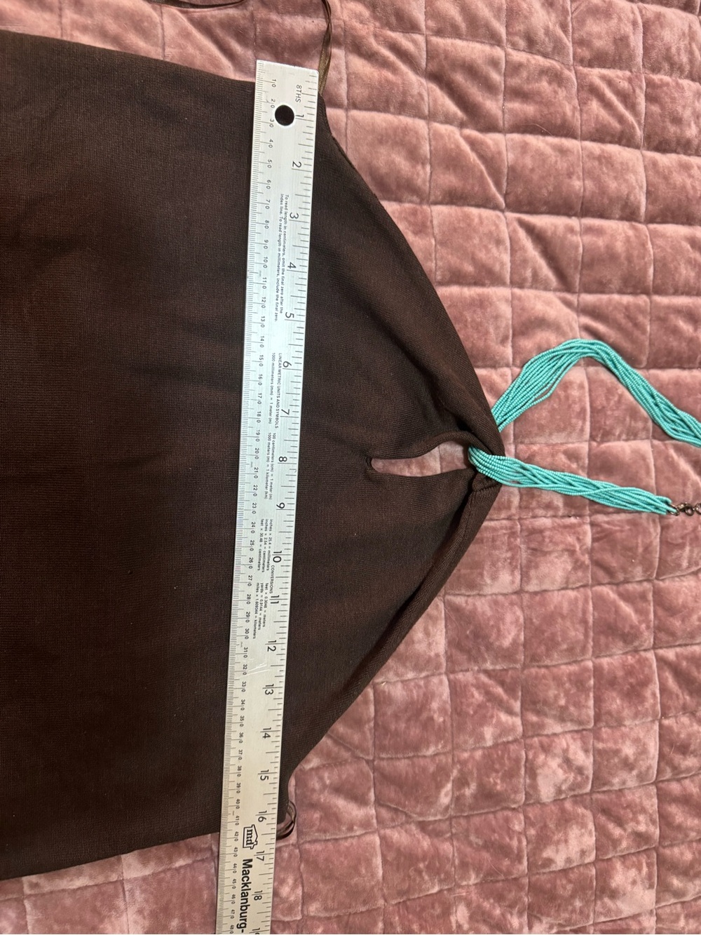 Lauren Ralph Lauren Silk Blend Halter Top XL Espresso Turquoise Beaded Neck NWT - Picture 2 of 6
